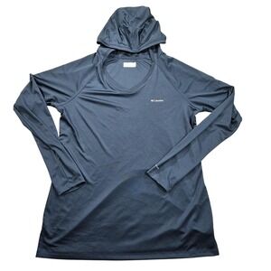 Columbia Hoodie Shirt Mens Large Blue Omni-Wick Lightweight Performance Top
